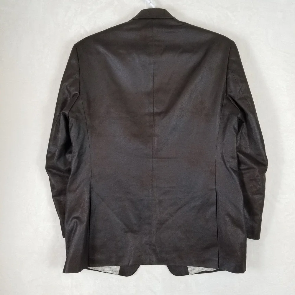 Lauren Ralph Lauren Blazer Mens 44L Brown Faux Leather Finish 2 Button Jacket